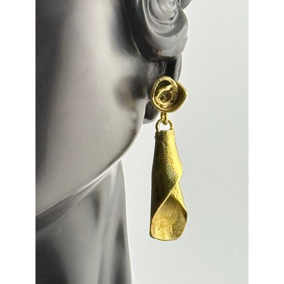 Karine Sultan 24K Gold Plated Artistic Dangle Earrings - Picture 2 of 3
